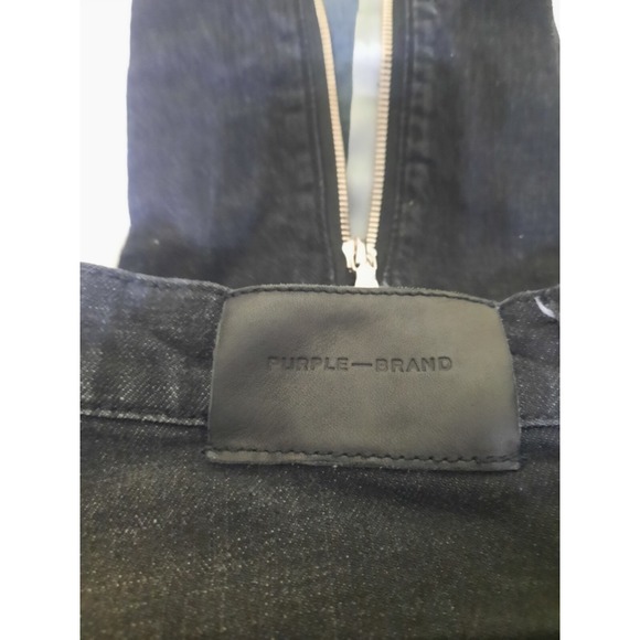 Purple Brand P002 Jeans 31 32 Black Distressed Skinny Zip Legs Button Fly